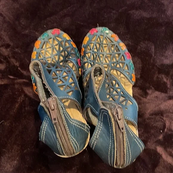 Evangelina wedges huaraches in dark navy blue Mexican Wedges sandals - Picture 5 of 8